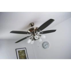 Globo JERRY Ventilator Nickel-Matt, Chrom, Edelstahl, 5-flammig -Bürolampen Verkäufe globo jerry ventilator 337 do1 15