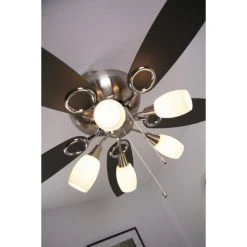 Globo JERRY Ventilator Nickel-Matt, Chrom, Edelstahl, 5-flammig -Bürolampen Verkäufe globo jerry ventilator 337 do1 20