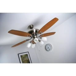 Globo JERRY Ventilator Nickel-Matt, Chrom, Edelstahl, 5-flammig -Bürolampen Verkäufe globo jerry ventilator 337 do1 5