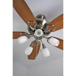 Globo JERRY Ventilator Nickel-Matt, Chrom, Edelstahl, 5-flammig -Bürolampen Verkäufe globo jerry ventilator 337 do1 6