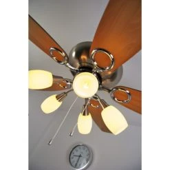 Globo JERRY Ventilator Nickel-Matt, Chrom, Edelstahl, 5-flammig -Bürolampen Verkäufe globo jerry ventilator 337 do1 7