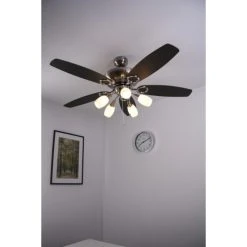 Globo JERRY Ventilator Nickel-Matt, Chrom, Edelstahl, 5-flammig -Bürolampen Verkäufe globo jerry ventilator 337 do1 8