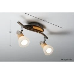 Globo Lord Deckenspot Nickel-Matt, Holz hell, 2-flammig