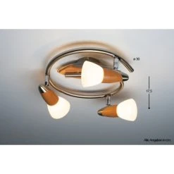 Globo LORD Deckenspot Edelstahl, Holz hell, 3-flammig