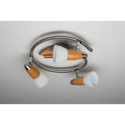 Globo LORD Deckenspot Edelstahl, Holz hell, 3-flammig -Bürolampen Verkäufe globo lord deckenspot 5441 3 2