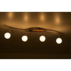 Globo LORD Deckenspot Chrom, Holz hell, 4-flammig -Bürolampen Verkäufe globo lord deckenspot 5441 4 3