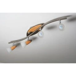 Globo LORD Deckenspot Chrom, Holz hell, 4-flammig -Bürolampen Verkäufe globo lord deckenspot 5441 4 8