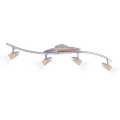 Globo LORD II Deckenleuchte Nickel-Matt, Holz hell, 4-flammig
