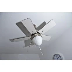 Globo MARVA Ventilator Nickel-Matt, Grau, Edelstahl, Weiß, 1-flammig -Bürolampen Verkäufe globo marva ventilator 332 do1 22