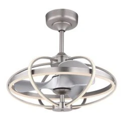Globo Ventmatt Deckenventilator LED Nickel-Matt, 1-flammig, Fernbedienung -Bürolampen Verkäufe globo ventmatt deckenventilator 3613 4