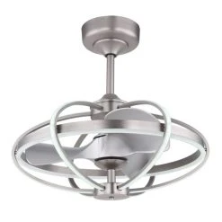 Globo Ventmatt Deckenventilator LED Nickel-Matt, 1-flammig, Fernbedienung -Bürolampen Verkäufe globo ventmatt deckenventilator 3613 5