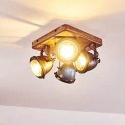 Hofstein Glostrup Deckenleuchte Edelstahl, Braun, 4-flammig -Bürolampen Verkäufe glostrup deckenleuchte h3335758 do1 10