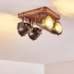 Hofstein Glostrup Deckenleuchte Edelstahl, Braun, 4-flammig -Bürolampen Verkäufe glostrup deckenleuchte h3335758 do1 2