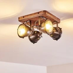 Hofstein Glostrup Deckenleuchte Edelstahl, Braun, 4-flammig -Bürolampen Verkäufe glostrup deckenleuchte h3335758 do1 5