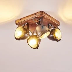 Hofstein Glostrup Deckenleuchte Edelstahl, Braun, 4-flammig -Bürolampen Verkäufe glostrup deckenleuchte h3335758 do1 8