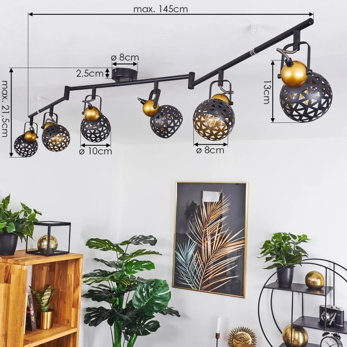 Hofstein Gomsrud Deckenleuchte Schwarz, 6-flammig 4 Hofstein Gomsrud Deckenleuchte Schwarz, 6-flammig – Bild 4