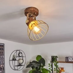 Hofstein Grunnfjord Deckenleuchte Gold, Holz dunkel, 1-flammig -Bürolampen Verkäufe grunnfjord deckenleuchte h3442456 6