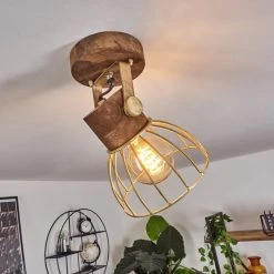 Hofstein Grunnfjord Deckenleuchte Gold, Holz dunkel, 1-flammig -Bürolampen Verkäufe grunnfjord deckenleuchte h3442456 8