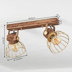 Hofstein Grunnfjord Deckenleuchte Gold, Holz dunkel, 2-flammig -Bürolampen Verkäufe grunnfjord deckenleuchte h3442470 3