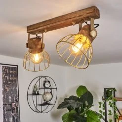 Hofstein Grunnfjord Deckenleuchte Gold, Holz dunkel, 2-flammig -Bürolampen Verkäufe grunnfjord deckenleuchte h3442470 6