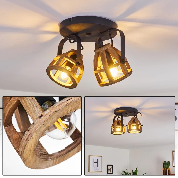 Hofstein Haervej Wood Deckenleuchte Schwarz, Holz hell, 2-flammig 1 Hofstein Haervej Wood Deckenleuchte Schwarz, Holz hell, 2-flammig