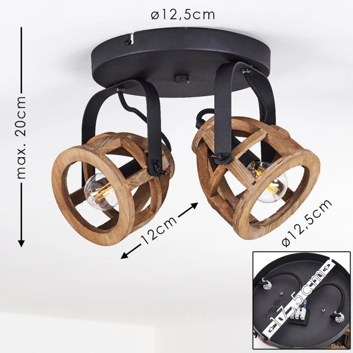 Hofstein Haervej Wood Deckenleuchte Schwarz, Holz hell, 2-flammig 2 Hofstein Haervej Wood Deckenleuchte Schwarz, Holz hell, 2-flammig – Bild 2