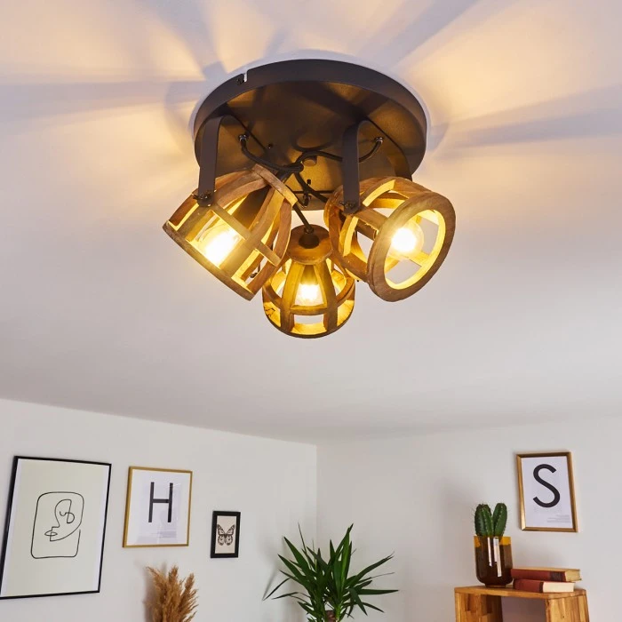 Hofstein Haervej Wood Deckenleuchte Schwarz, Holz hell, 3-flammig 12 Hofstein Haervej Wood Deckenleuchte Schwarz, Holz hell, 3-flammig – Bild 12