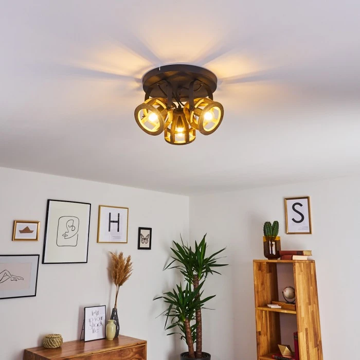 Hofstein Haervej Wood Deckenleuchte Schwarz, Holz hell, 3-flammig 3 Hofstein Haervej Wood Deckenleuchte Schwarz, Holz hell, 3-flammig – Bild 3