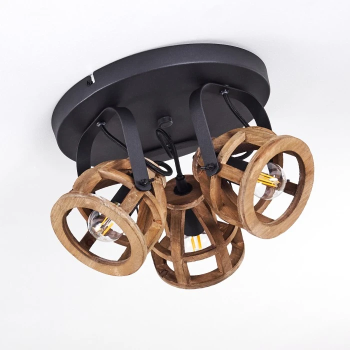 Hofstein Haervej Wood Deckenleuchte Schwarz, Holz hell, 3-flammig 4 Hofstein Haervej Wood Deckenleuchte Schwarz, Holz hell, 3-flammig – Bild 4