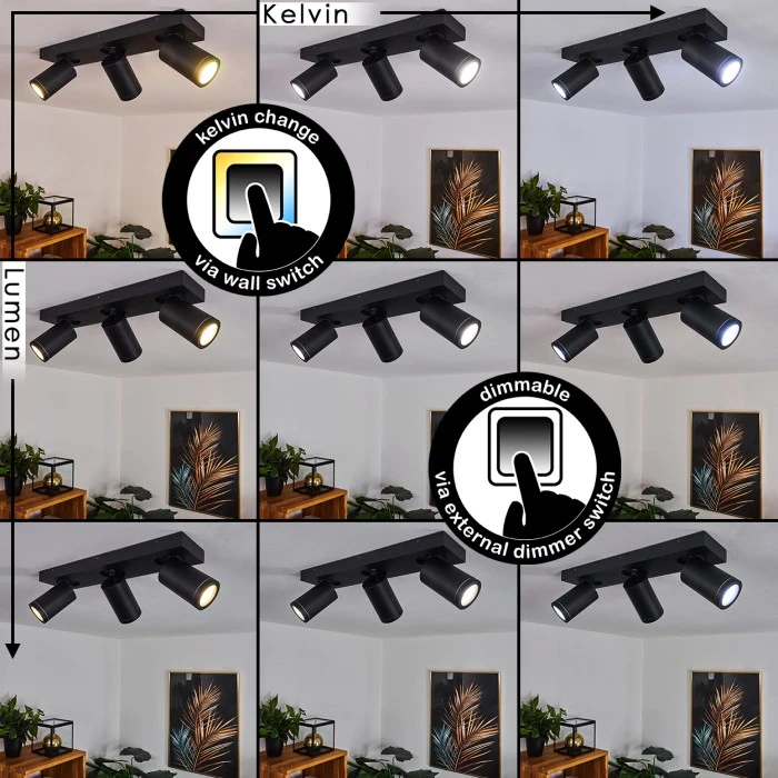 Hofstein Hakamken Deckenleuchte Schwarz, 3-flammig 2 Hofstein Hakamken Deckenleuchte Schwarz, 3-flammig – Bild 2