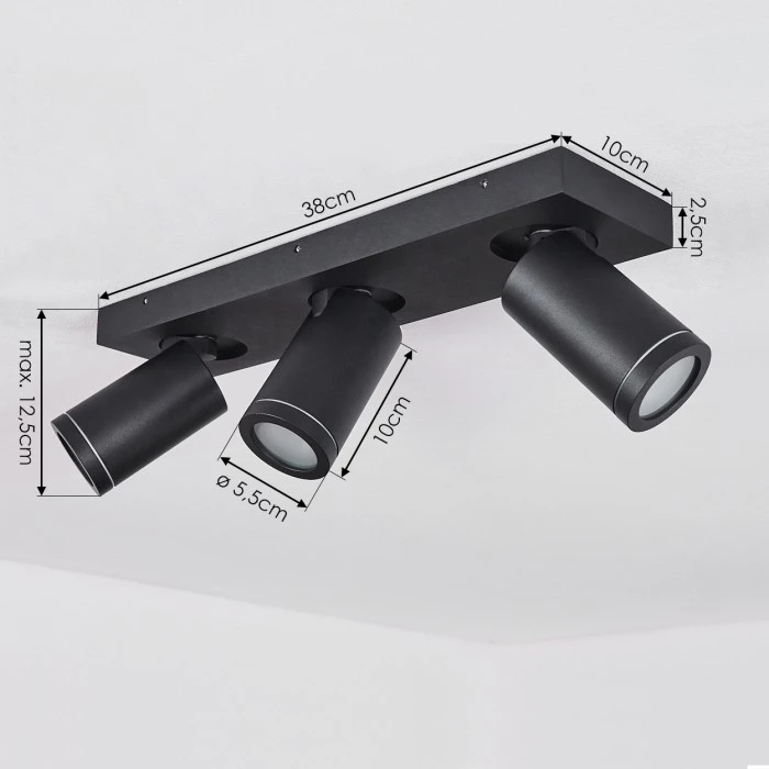 Hofstein Hakamken Deckenleuchte Schwarz, 3-flammig 4 Hofstein Hakamken Deckenleuchte Schwarz, 3-flammig – Bild 4