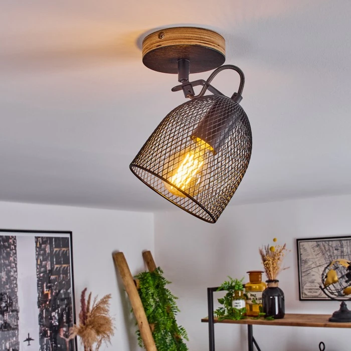 Hofstein Hakvaag Deckenleuchte Schwarz, Holz dunkel, 1-flammig 7 Hofstein Hakvaag Deckenleuchte Schwarz, Holz dunkel, 1-flammig – Bild 7