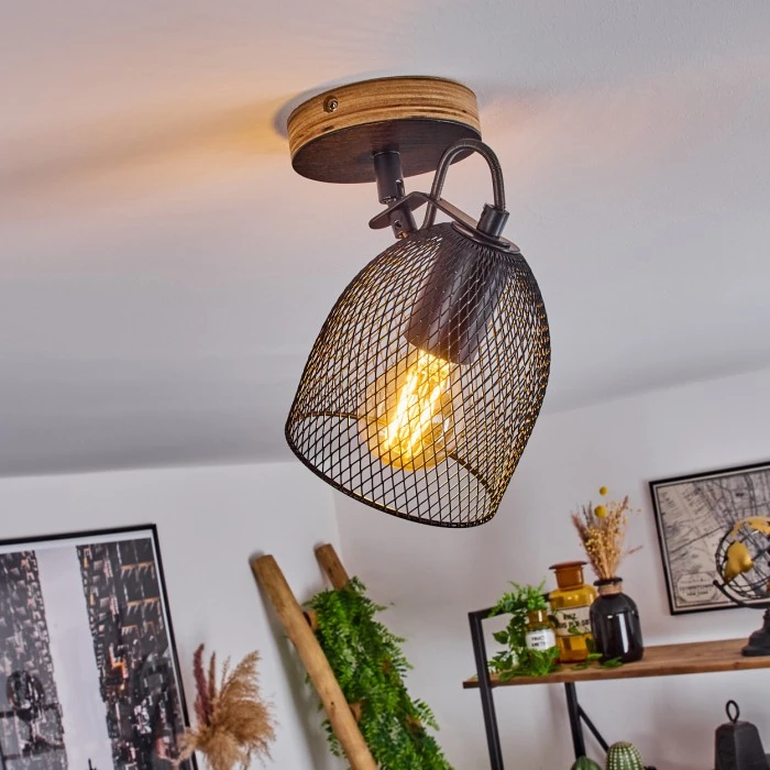 Hofstein Hakvaag Deckenleuchte Schwarz, Holz dunkel, 1-flammig 9 Hofstein Hakvaag Deckenleuchte Schwarz, Holz dunkel, 1-flammig – Bild 9