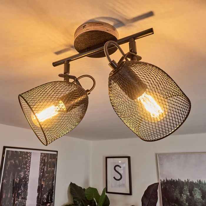 Hofstein Hakvaag Deckenleuchte Schwarz, Holz dunkel, 2-flammig 11 Hofstein Hakvaag Deckenleuchte Schwarz, Holz dunkel, 2-flammig – Bild 11