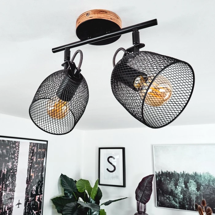 Hofstein Hakvaag Deckenleuchte Schwarz, Holz dunkel, 2-flammig 13 Hofstein Hakvaag Deckenleuchte Schwarz, Holz dunkel, 2-flammig – Bild 13