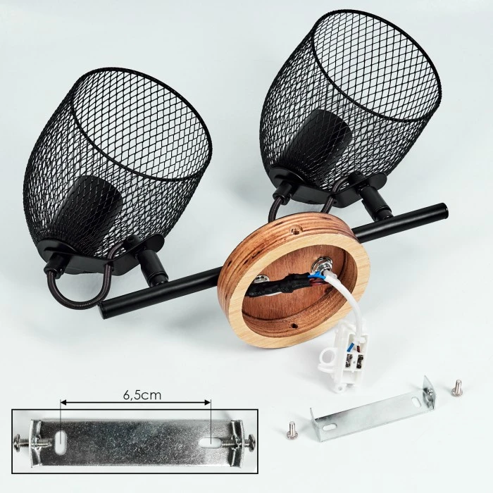 Hofstein Hakvaag Deckenleuchte Schwarz, Holz dunkel, 2-flammig 5 Hofstein Hakvaag Deckenleuchte Schwarz, Holz dunkel, 2-flammig – Bild 5