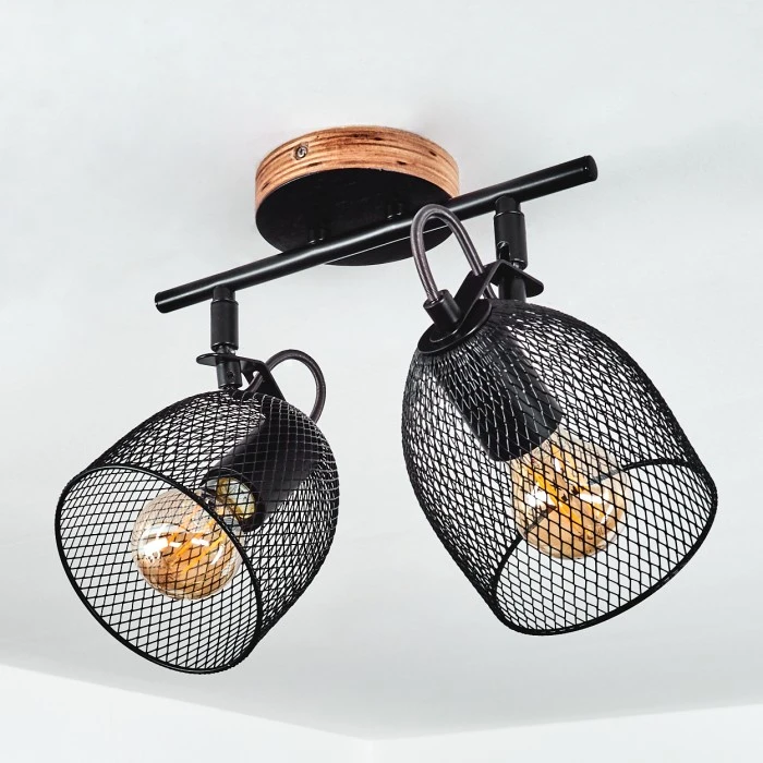 Hofstein Hakvaag Deckenleuchte Schwarz, Holz dunkel, 2-flammig 8 Hofstein Hakvaag Deckenleuchte Schwarz, Holz dunkel, 2-flammig – Bild 8