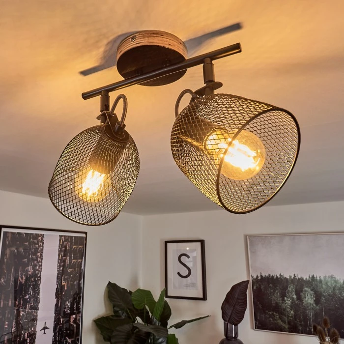 Hofstein Hakvaag Deckenleuchte Schwarz, Holz dunkel, 2-flammig 9 Hofstein Hakvaag Deckenleuchte Schwarz, Holz dunkel, 2-flammig – Bild 9