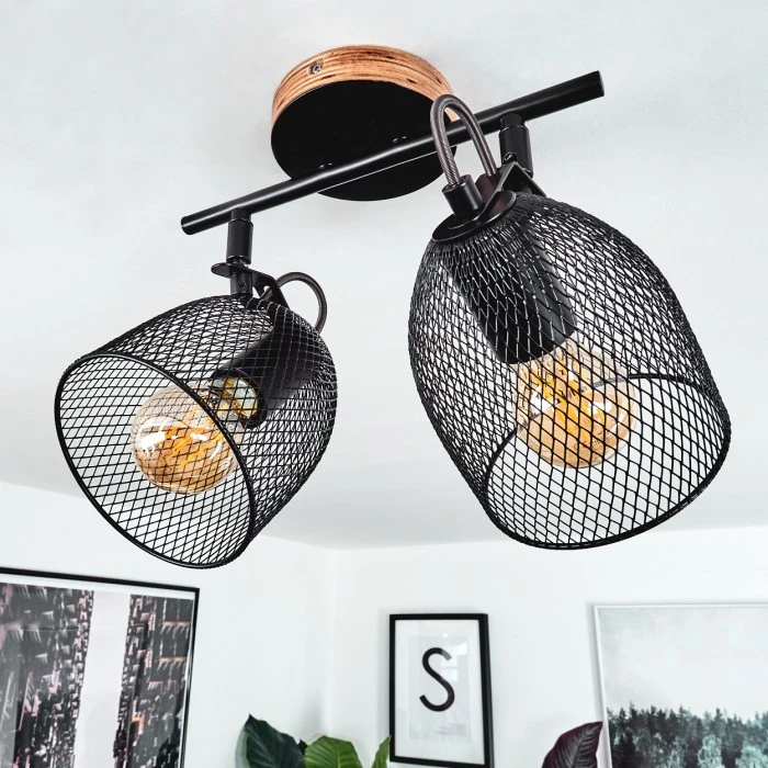 Hofstein Hakvaag Deckenleuchte Schwarz, Holz dunkel, 2-flammig 10 Hofstein Hakvaag Deckenleuchte Schwarz, Holz dunkel, 2-flammig – Bild 10