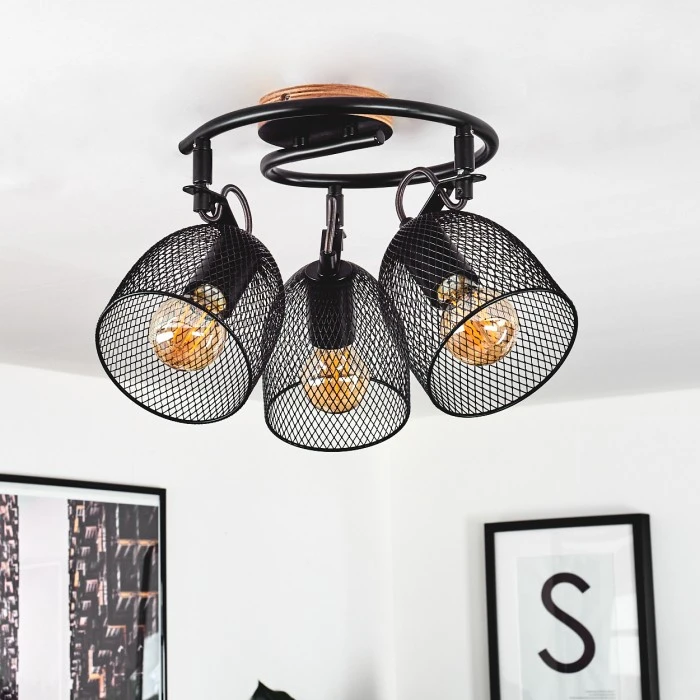 Hofstein Hakvaag Deckenleuchte Schwarz, Holz dunkel, 3-flammig 11 Hofstein Hakvaag Deckenleuchte Schwarz, Holz dunkel, 3-flammig – Bild 11