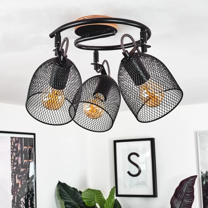 Hofstein Hakvaag Deckenleuchte Schwarz, Holz dunkel, 3-flammig 13 Hofstein Hakvaag Deckenleuchte Schwarz, Holz dunkel, 3-flammig – Bild 13