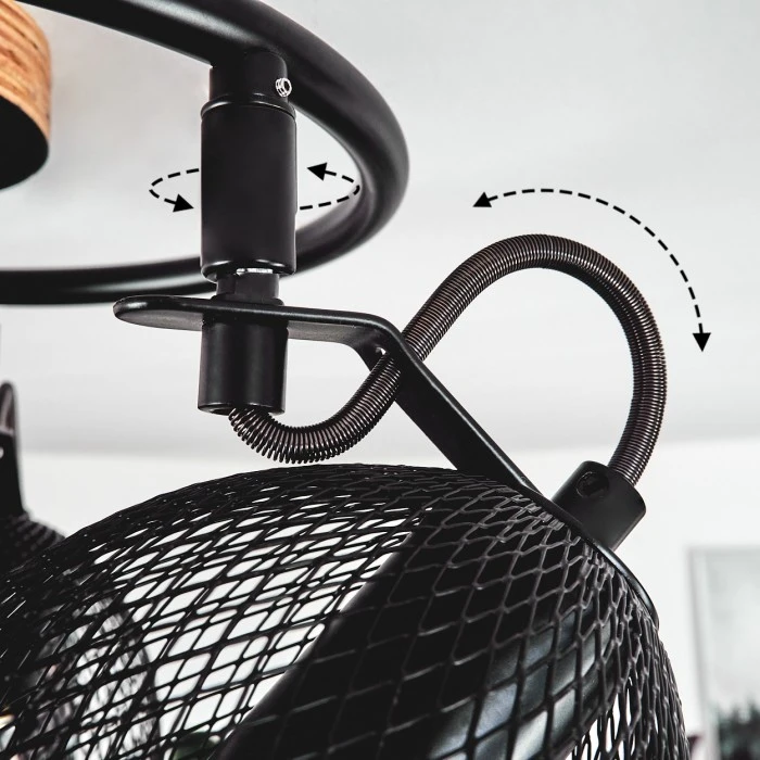 Hofstein Hakvaag Deckenleuchte Schwarz, Holz dunkel, 3-flammig 3 Hofstein Hakvaag Deckenleuchte Schwarz, Holz dunkel, 3-flammig – Bild 3