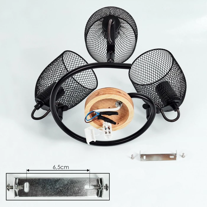 Hofstein Hakvaag Deckenleuchte Schwarz, Holz dunkel, 3-flammig 5 Hofstein Hakvaag Deckenleuchte Schwarz, Holz dunkel, 3-flammig – Bild 5