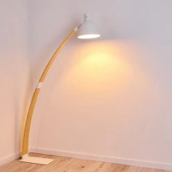 Hofstein Higashi Stehleuchte Weiß, Holz hell, 1-flammig -Bürolampen Verkäufe higashi stehleuchte h3358191 4