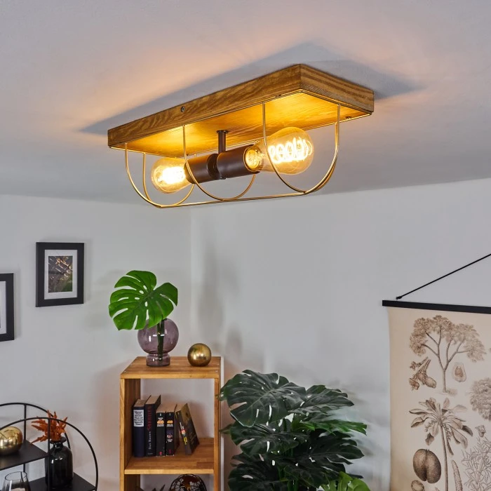 Hofstein Hodne Deckenleuchte Schwarz, Naturfarben, 2-flammig 1 Hofstein Hodne Deckenleuchte Schwarz, Naturfarben, 2-flammig