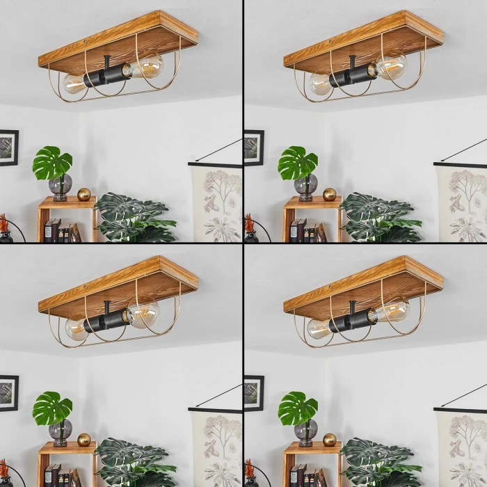 Hofstein Hodne Deckenleuchte Schwarz, Naturfarben, 2-flammig 2 Hofstein Hodne Deckenleuchte Schwarz, Naturfarben, 2-flammig – Bild 2