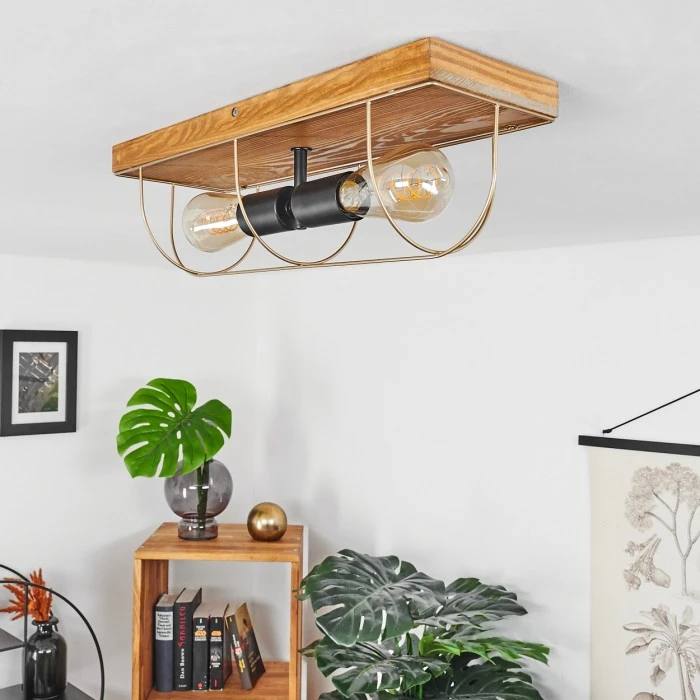 Hofstein Hodne Deckenleuchte Schwarz, Naturfarben, 2-flammig 10 Hofstein Hodne Deckenleuchte Schwarz, Naturfarben, 2-flammig – Bild 10