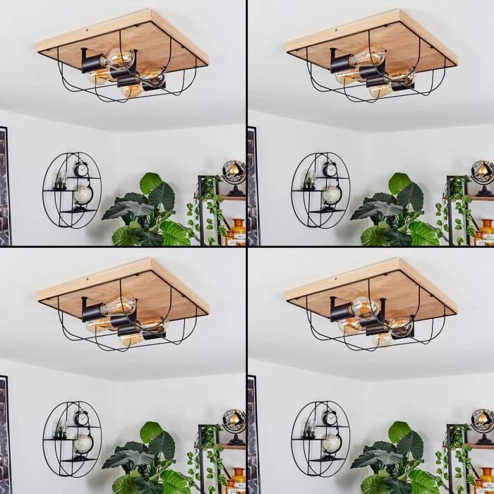 Hofstein Hodne Deckenleuchte Schwarz, Naturfarben, 4-flammig 2 Hofstein Hodne Deckenleuchte Schwarz, Naturfarben, 4-flammig – Bild 2