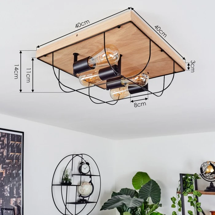 Hofstein Hodne Deckenleuchte Schwarz, Naturfarben, 4-flammig 4 Hofstein Hodne Deckenleuchte Schwarz, Naturfarben, 4-flammig – Bild 4