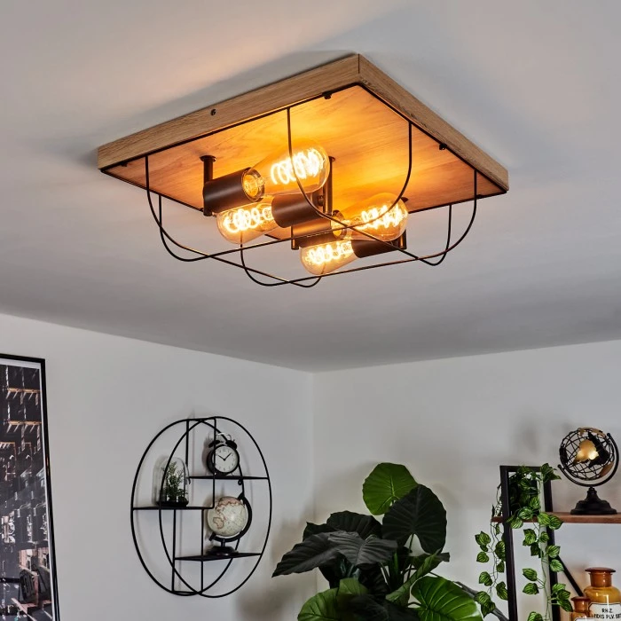 Hofstein Hodne Deckenleuchte Schwarz, Naturfarben, 4-flammig 7 Hofstein Hodne Deckenleuchte Schwarz, Naturfarben, 4-flammig – Bild 7